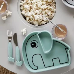 Done By Deer Siliconen Vakjesbord Stick & Stay Elphee - Blue -Done By Deer done by deer bord elphee blauw 5