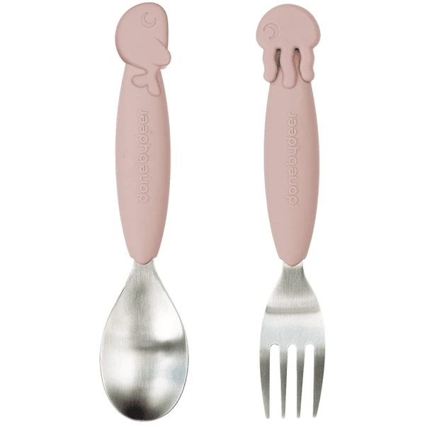 Done By Deer ™ Lepel & Vork Set YummyPlus Zee Friends In Roze 3 Done By Deer ™ Lepel & Vork Set YummyPlus Zee Friends In Roze - Afbeelding 3
