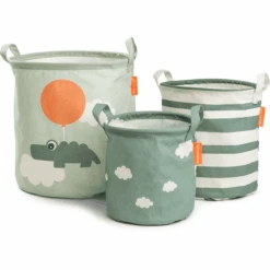 Done By Deer ™ Opbergmand Set 3-delig Happy Clouds Groen