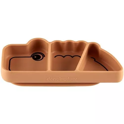 Done By Deer Siliconen Snackbord Stick & Stay Croco - Mustard 3 Done By Deer Siliconen Snackbord Stick & Stay Croco - Mustard - Afbeelding 3