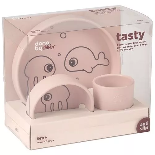 Done By Deer Siliconen Kinderservies Sea Friends - Powder 2 Done By Deer Siliconen Kinderservies Sea Friends - Powder - Afbeelding 2