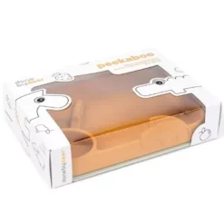 Done By Deer Siliconen Vakjesbord Peekaboo - Mustard -Done By Deer done by deer siliconen kinderbord peekaboo mustard2