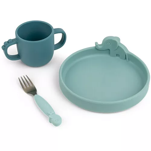 Done By Deer Siliconen Kinderservies Peekaboo - Dinner Set - Blue