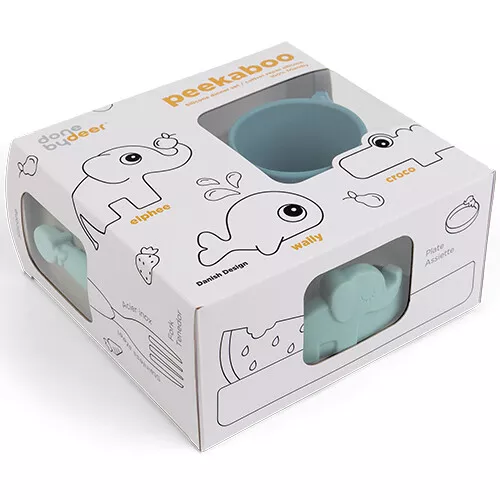 Done By Deer Siliconen Kinderservies Peekaboo - Dinner Set - Blue - Afbeelding 5
