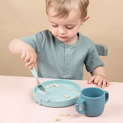 Done By Deer Siliconen Kinderservies Peekaboo - Dinner Set - Blue - Afbeelding 6