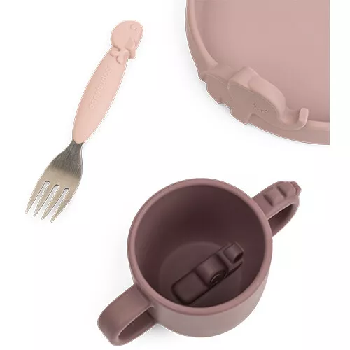 Done By Deer Siliconen Kinderservies Peekaboo - Dinner Set - Powder - Afbeelding 2