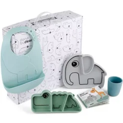 Done By Deer Siliconen Kinderservies Stick & Stay Cadeauset - Blue Mix